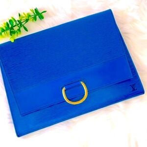 Louis Vuitton Epi Leather Blue Lena 28 Blue Clutch Crossbody Bag